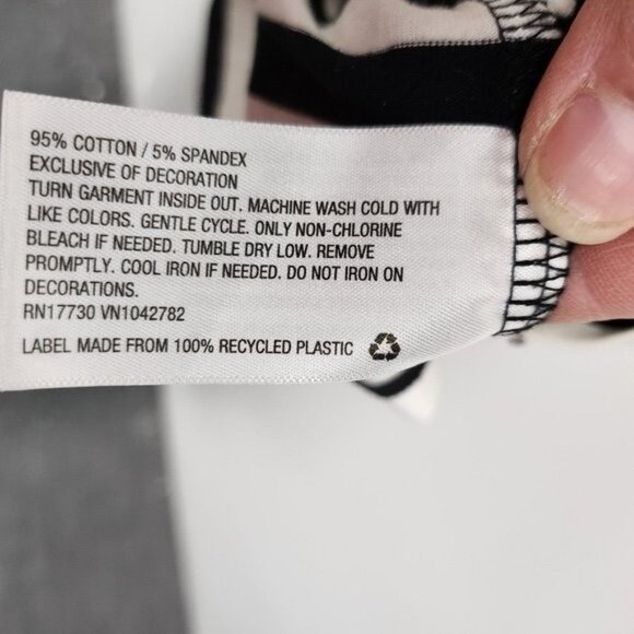 A New Day Womens Top Size XXL Black White Striped Sequined Palm Trees 3/4 Sleeve - Picture 4 of 5